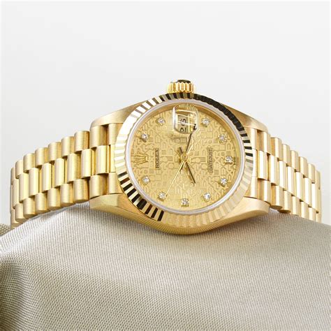 ladies rolex oyster perpetual datejust gold|rolex ladies datejust half gold.